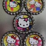 Bottle Caps Bright Color Kitty Theme Lot Of 5